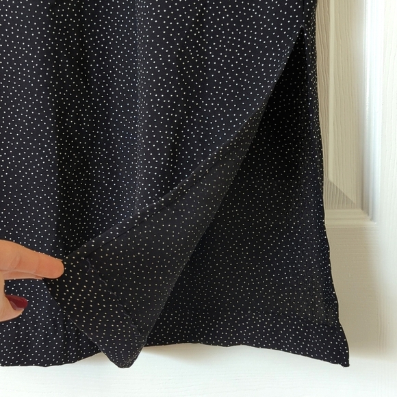 Pendleton Y2K Vintage Spotted High Waisted Side Slit Midi Skirt Black White 10 - Picture 6 of 12
